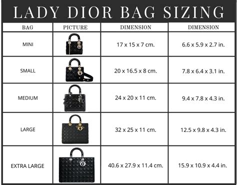 dior lady size|lady dior bag size chart.